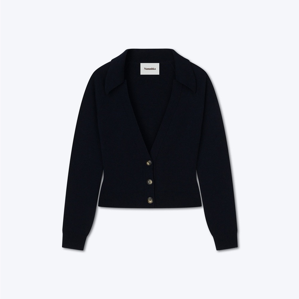 Nanushka Women's Navy Cashmere Jodi Cardigan Sweater